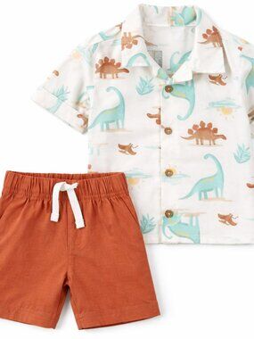 NWT Carter’s Baby Boy 2PC Dinosaur Shirt & Shorts Set Summer Outfit Cute Dino